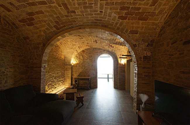 Interior of a house with arches